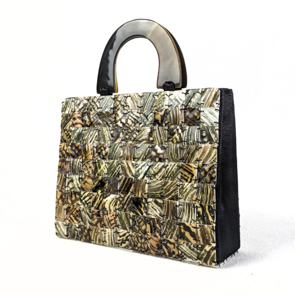 No Label Handbags - Vintage Exterior Mini Tiles Top Handle Bag